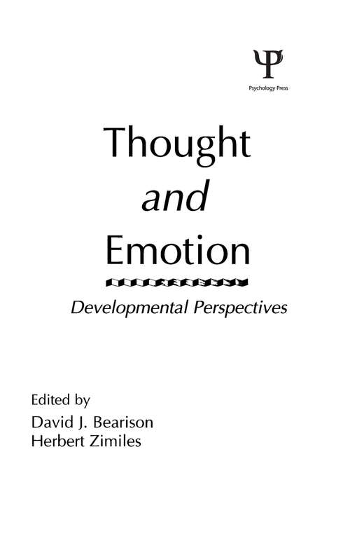 Book cover of Thought and Emotion: Developmental Perspectives (Jean Piaget Symposia Series)