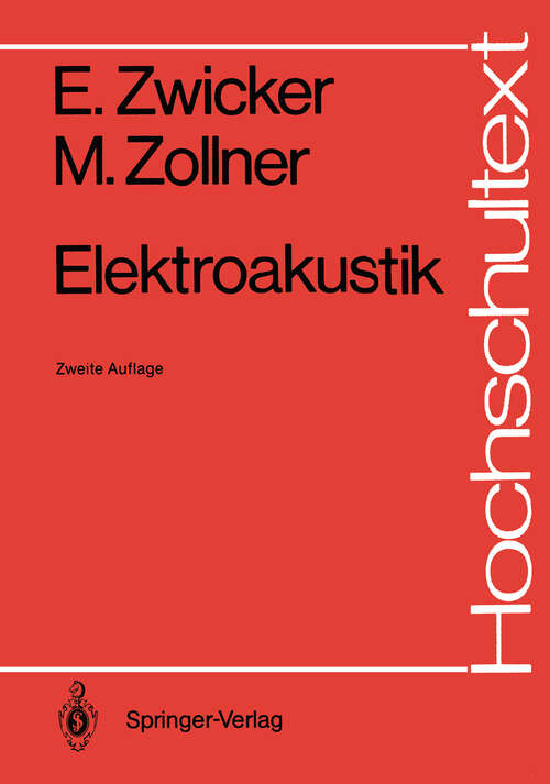 Book cover of Elektroakustik (2. Aufl. 1987) (Hochschultext)