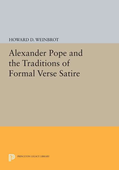 Book cover of Alexander Pope and the Traditions of Formal Verse Satire (PDF)