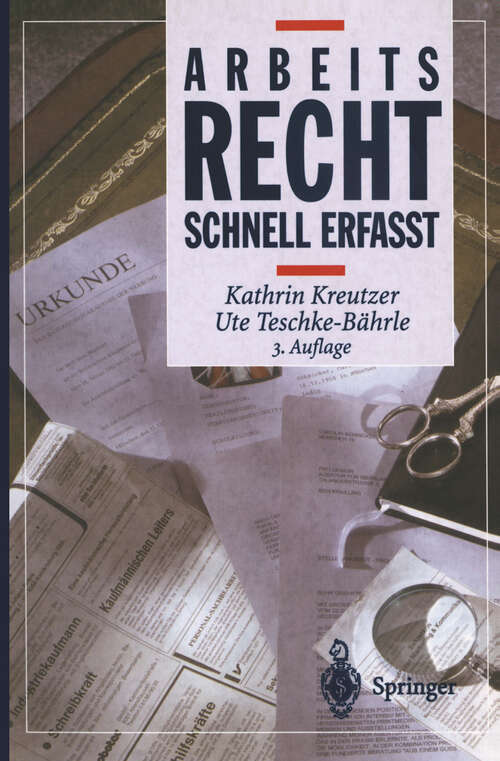 Book cover of Arbeitsrecht: Schnell erfaßt (3. Aufl. 2000) (Recht - schnell erfasst)