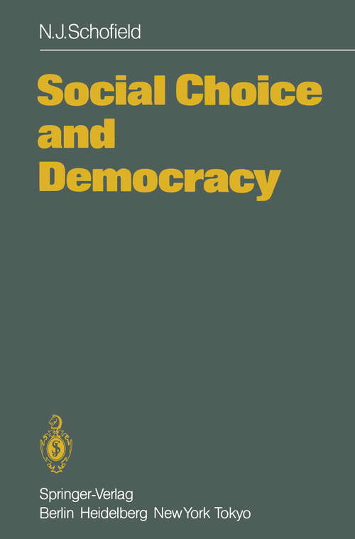 Book cover of Social Choice and Democracy (1985)