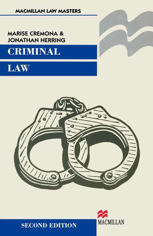 Book cover of Criminal Law (2nd ed. 1998) (Macmillan Law Masters)