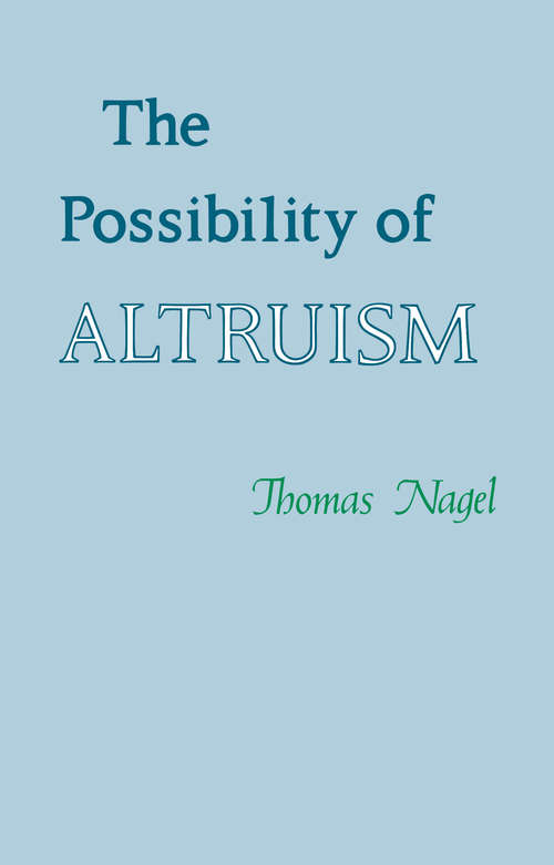 Book cover of The Possibility of Altruism