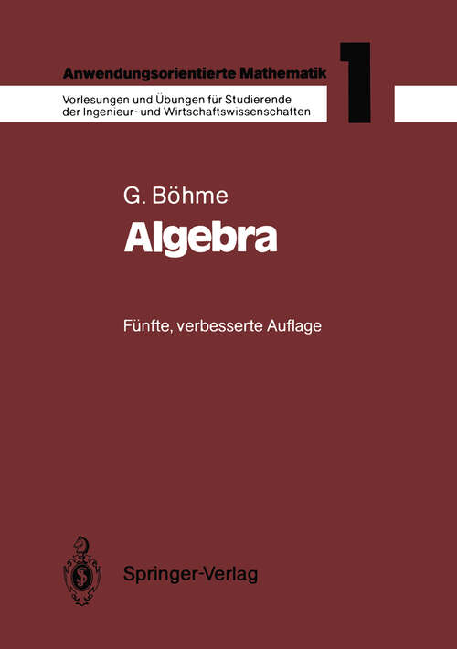 Book cover of Algebra (5. Aufl. 1987)