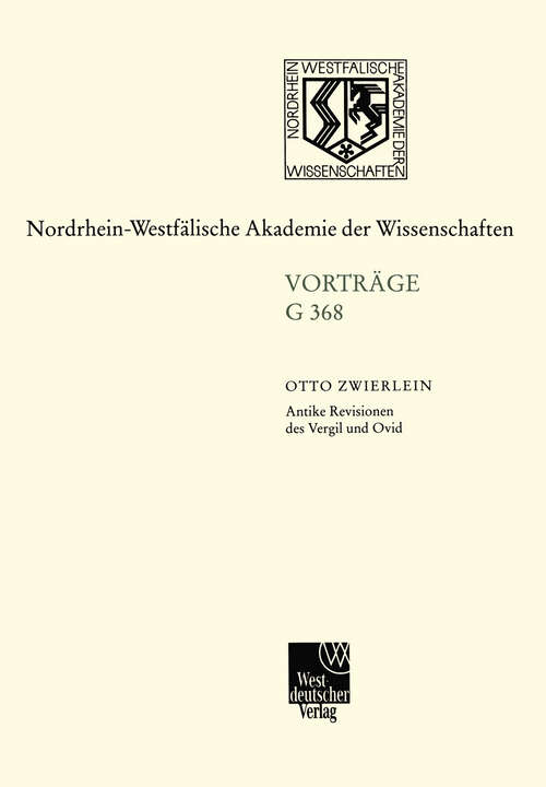 Book cover of Antike Revisionen des Vergil und Ovid (2000) (Mathematische Methoden der Technik #368)