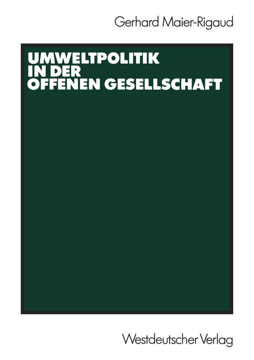 Book cover of Umweltpolitik in der offenen Gesellschaft (1988)