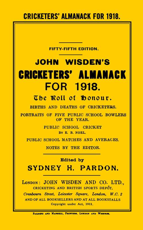 Book cover of Wisden Cricketers' Almanack 1918