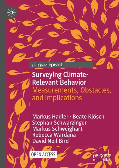 Book cover of Surveying Climate-Relevant Behavior: Measurements, Obstacles, and Implications (1st ed. 2022)