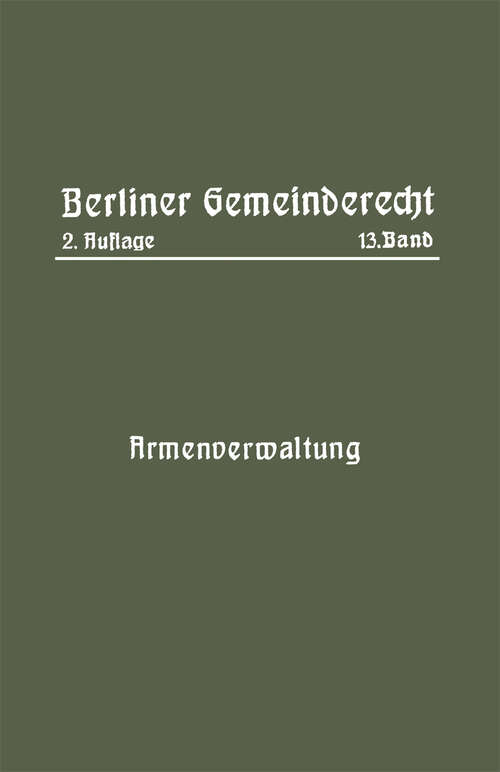 Book cover of Armenverwaltung (2. Aufl. 1915)