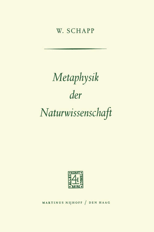 Book cover of Metaphysik der Naturwissenschaft (1965)