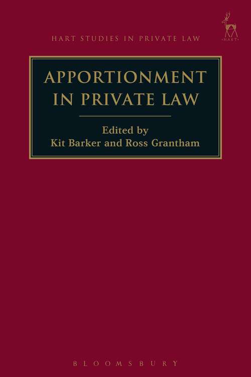Book cover of Apportionment in Private Law (Hart Studies in Private Law)