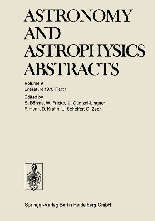 Book cover of Literature 1973, Part 1 (1973) (Astronomy and Astrophysics Abstracts #9)