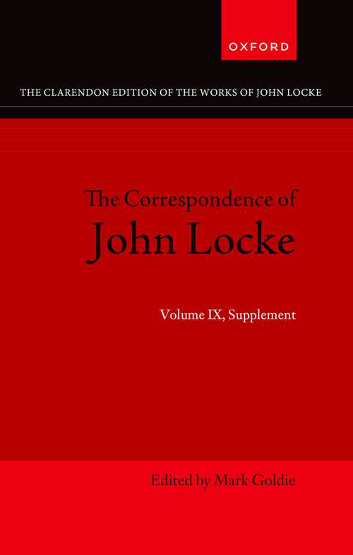 Book cover of John Locke: Correspondence: Volume IX, Supplement (Clarendon Edition of the Works of John Locke)
