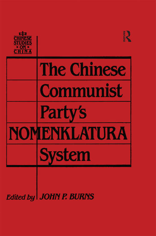 Book cover of The Chinese Communist Party's Nomenklatura System