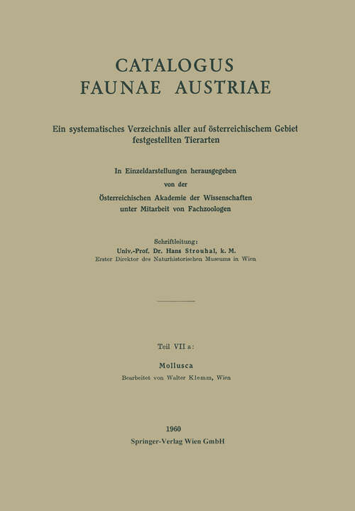 Book cover of Mollusca (1960) (Catalogus Faunae Austriae: 7a)