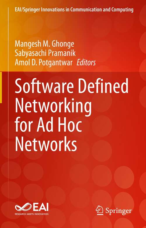 Book cover of Software Defined Networking for Ad Hoc Networks (1st ed. 2022) (EAI/Springer Innovations in Communication and Computing)