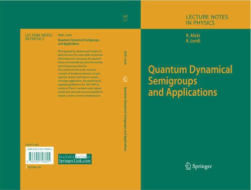 Book cover of Quantum Dynamical Semigroups and Applications (2007) (Lecture Notes in Physics #717)