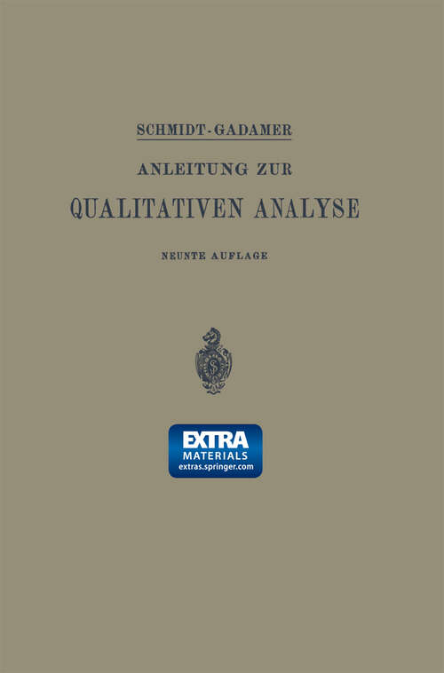 Book cover of Anleitung zur Qualitativen Analyse (9. Aufl. 1922)