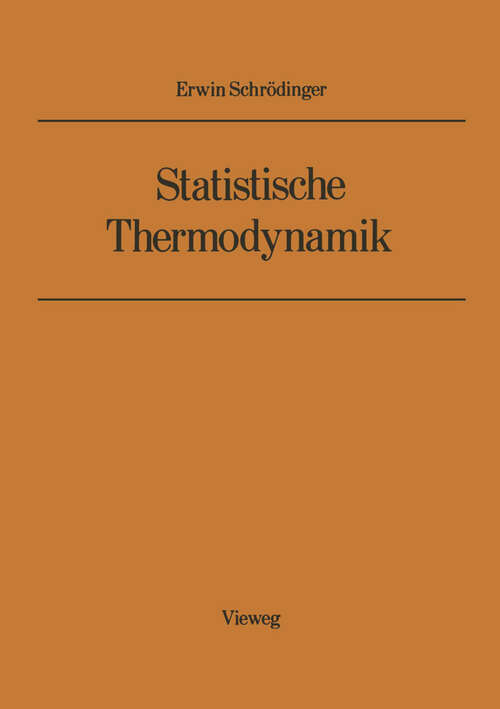 Book cover of Statistische Thermodynamik (1952)