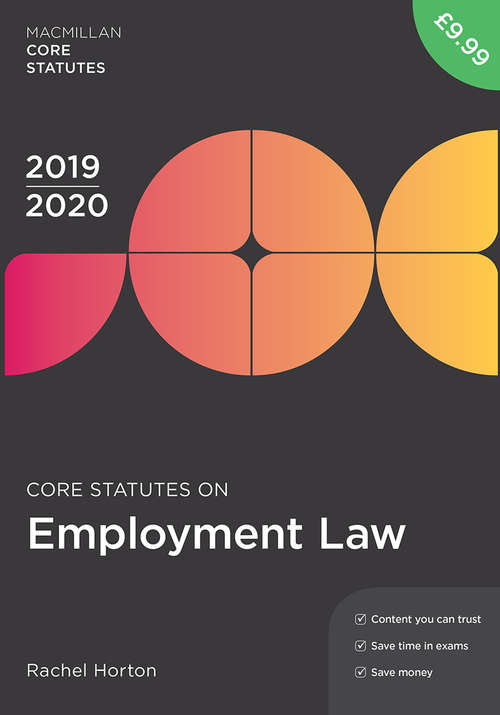 Book cover of Core Statutes on Employment Law 2019-20 (4th ed. 2019) (Macmillan Core Statutes)