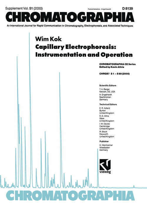 Book cover of Capillary Electrophoresis: Instrumentation and Operation (2000) (CHROMATOGRAPHIA CE-Series #4)