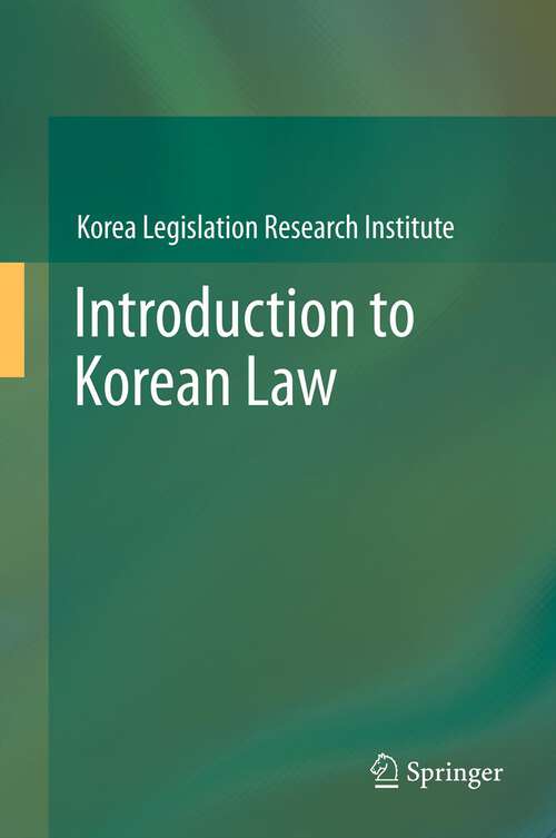 Book cover of Introduction to Korean Law (2013)