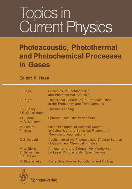 Book cover of Photoacoustic, Photothermal and Photochemical Processes in Gases (1989) (Topics in Current Physics #46)