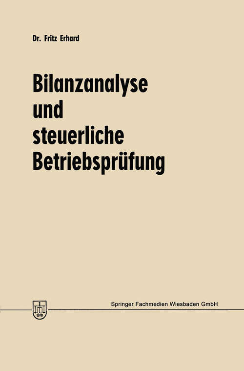 Book cover of Bilanzanalyse und steuerliche Betriebsprüfung (1970)