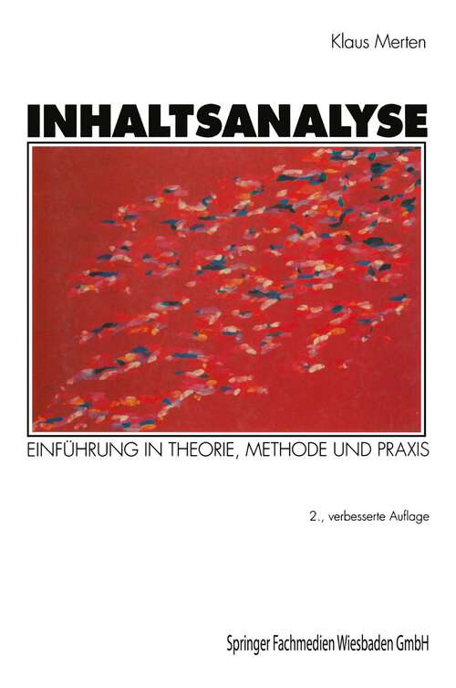 Book cover of Inhaltsanalyse: Einführung in Theorie, Methode und Praxis (2. Aufl. 1983)