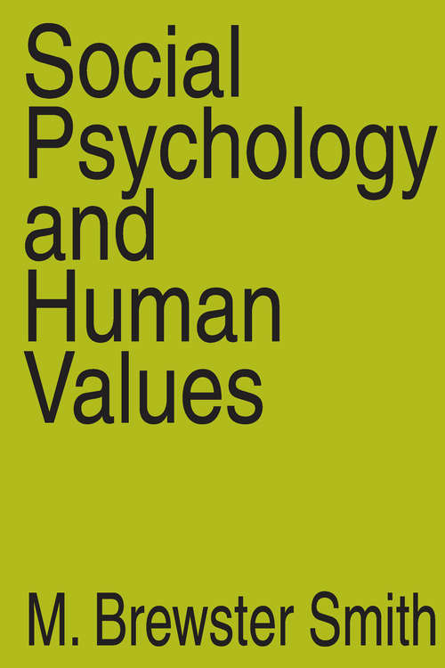 Book cover of Social Psychology and Human Values