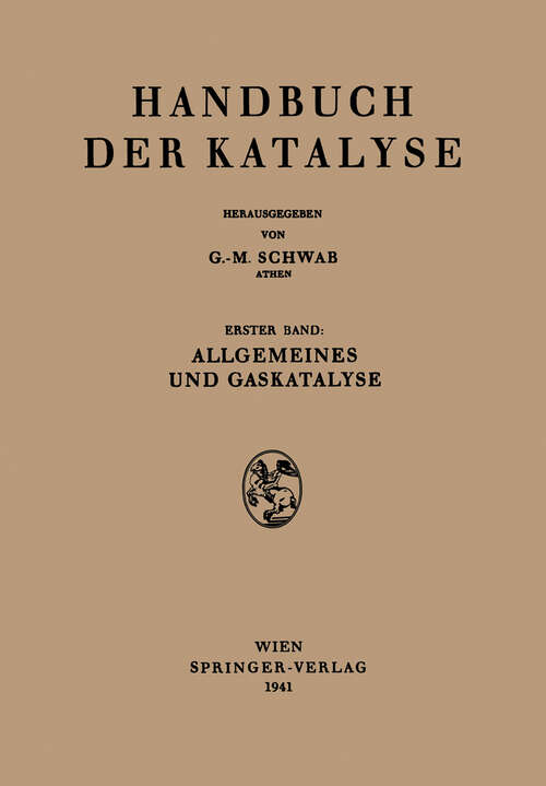 Book cover of Allgemeines und Gaskatalyse (1941)