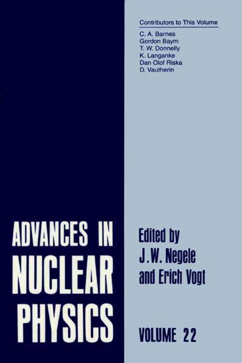 Book cover of Advances in Nuclear Physics: Volume 22 (1996) (Advances in Nuclear Physics #22)