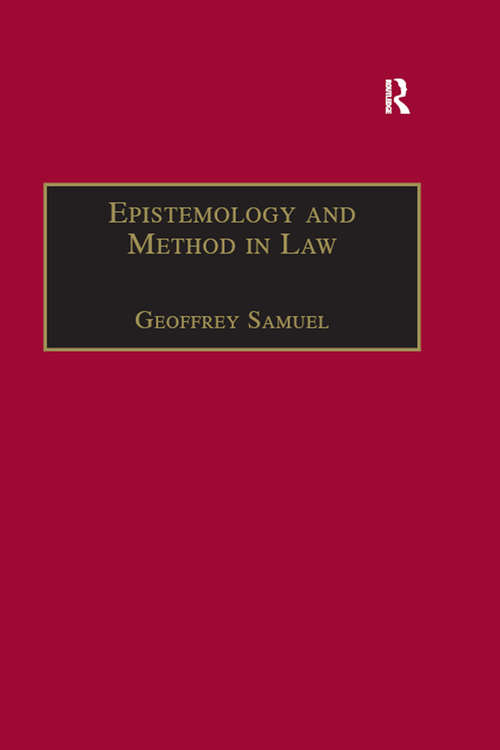 Book cover of Epistemology and Method in Law (Applied Legal Philosophy)