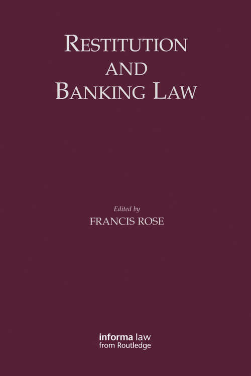Book cover of Restitution and Banking Law