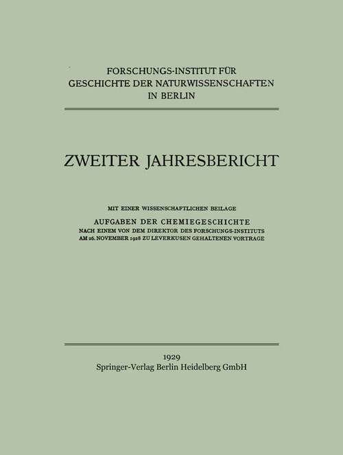 Book cover of Zweiter Jahresbericht (1929)