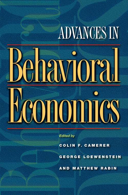 Book cover of Advances in Behavioral Economics (PDF)