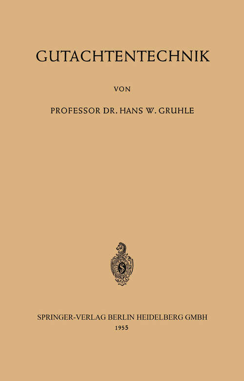 Book cover of Gutachtentechnik (1955)