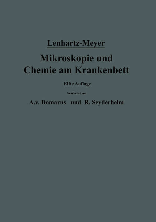 Book cover of Mikroskopie und Chemie am Krankenbett (11. Aufl. 1934)