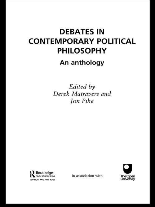 Book cover of Debates in Contemporary Political Philosophy: An Anthology