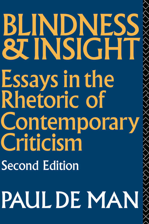 Book cover of Blindness and Insight: Essays in the Rhetoric of Contemporary Criticism