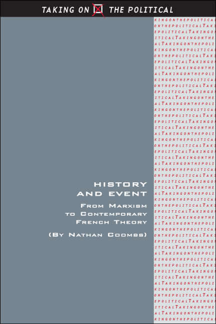 Book cover of History and Event: From Marxism to Contemporary French Theory (Taking on the Political)