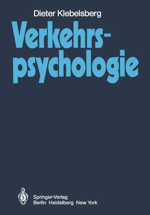 Book cover of Verkehrspsychologie (1982)