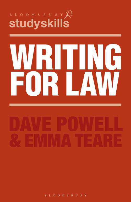 Book cover of Writing for Law (2010) (Macmillan Study Skills)