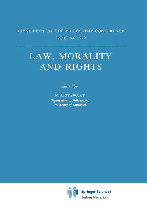Book cover of Law, Morality and Rights (1983) (Synthese Library #162)