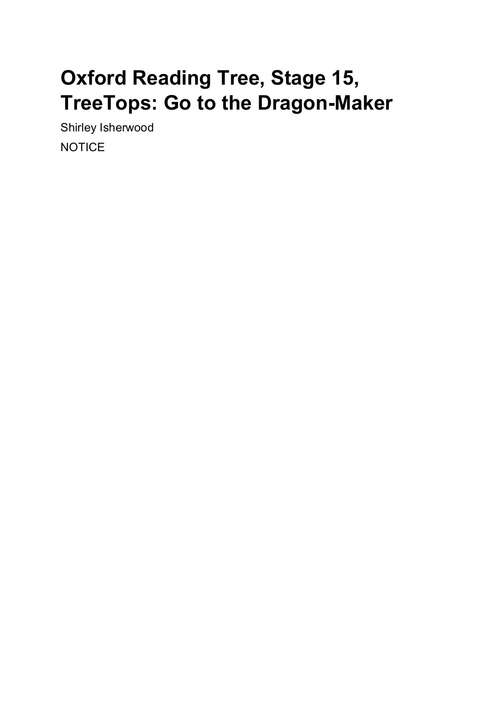 Book cover of Oxford Reading Tree, Stage 15, TreeTops: Go to the Dragon-Maker (PDF)