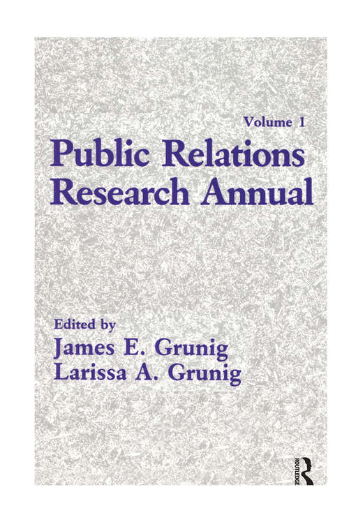Book cover of Public Relations Research Annual: Volume 1