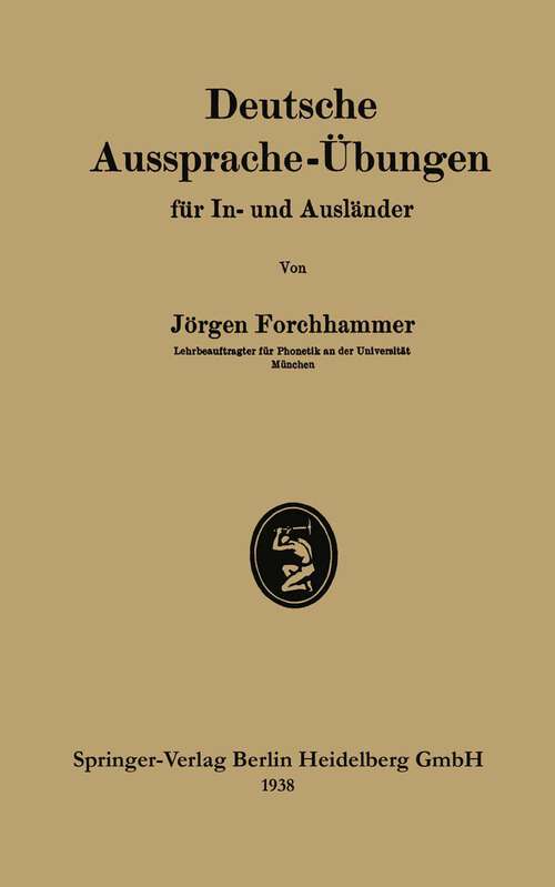 Book cover of Deutsche Aussprache-Übungen für In- und Ausländer (1938)