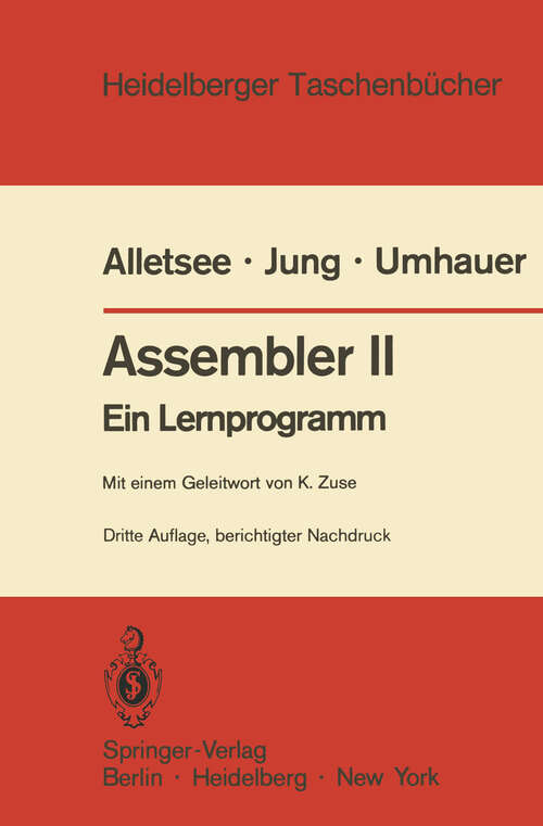 Book cover of Assembler II: Ein Lernprogramm (3. Aufl. 1981) (Heidelberger Taschenbücher #141)