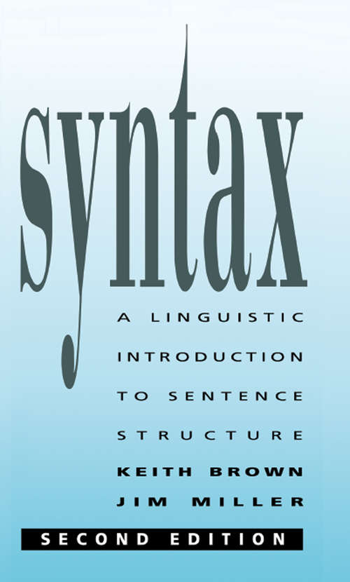 Book cover of Syntax: A Linguistic Introduction to Sentence Structure (2)