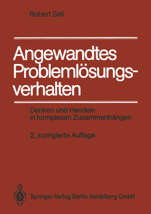 Book cover of Angewandtes Problemlösungsverhalten: Denken und Handeln in komplexen Zusammenhängen (2. Aufl. 1989)